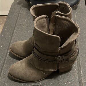 Jellypop Brown Ankle Boots with Braided Strap